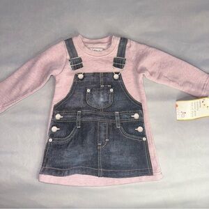Levi's Baby Dress Jumper with Faux Bib Overalls Pink Blue Girls Kids Sz 9 Mo